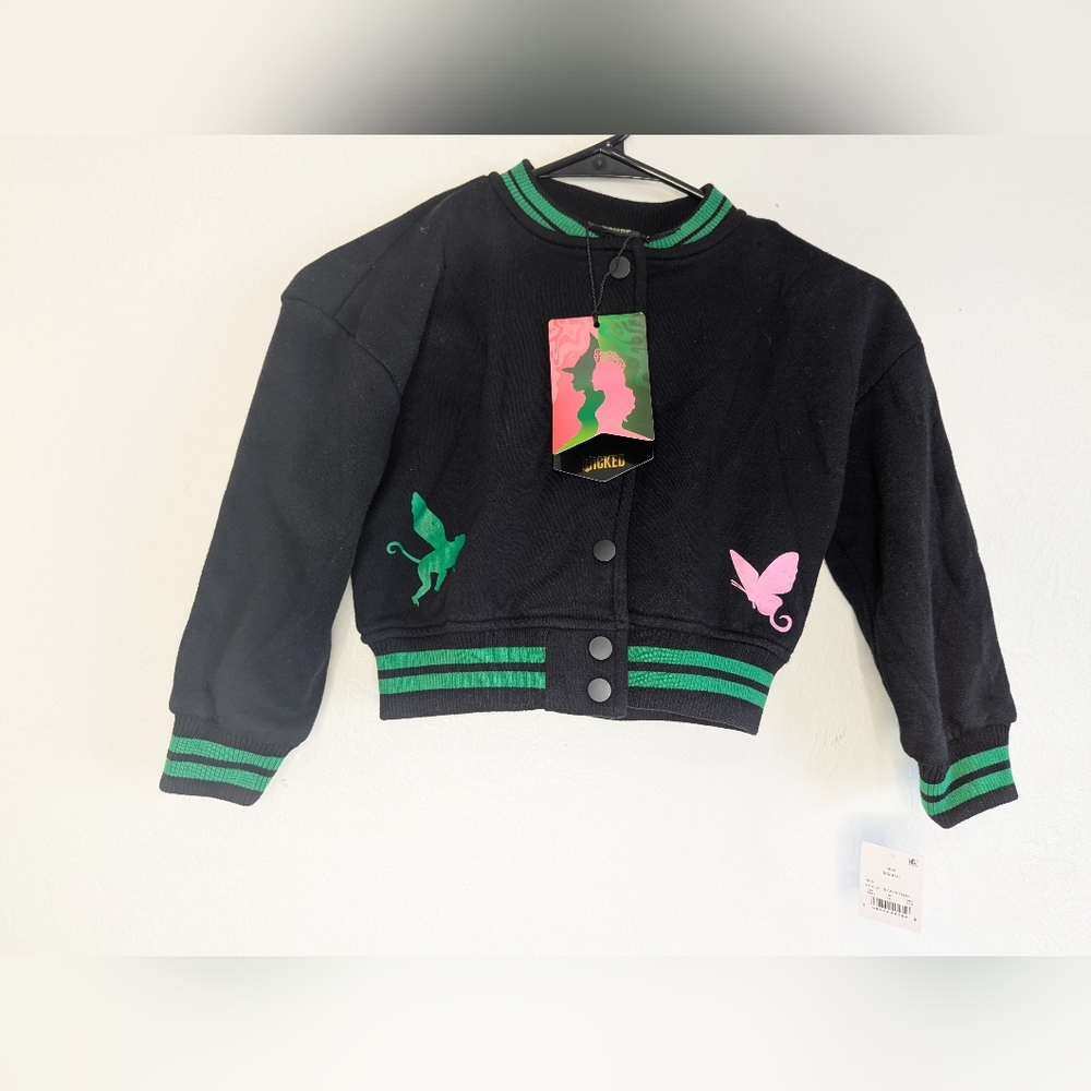 NWT Wicked Defy Gravity Girls Button Up Bomber Jacket Size XS (4/5)